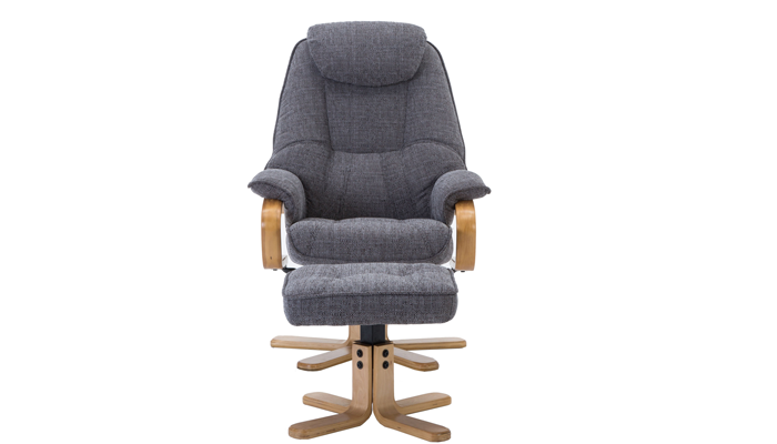 Verona Soft Lisbon Grey Fabric Swivel Recliner Chair & Matching Footstool