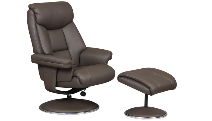 Biarritz Swivel Recliner Chair - Charcoal Faux Leather