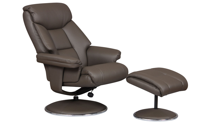 Biarritz Swivel Recliner Chair - Charcoal - Reclined Image