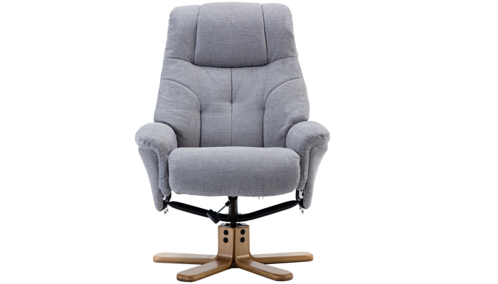 Dubai Swivel Recliner Frontal Image - Silver Fabric