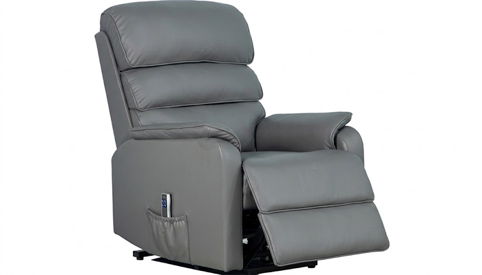Savoy in grey leather partly reclined