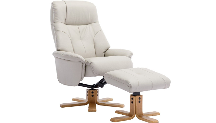 Dubai Sivel Recliner & Footstool shown in Mushroom Plush