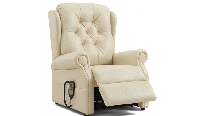 Thirsk Standard Riser Recliner in seated position with legrest slightly raised.