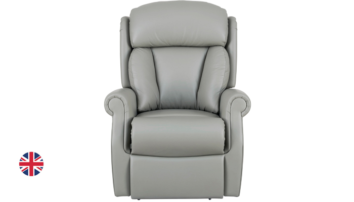 Asfield 2 seater manual reclining sofa, shown in angled view, showing the arm detailing, side wings.