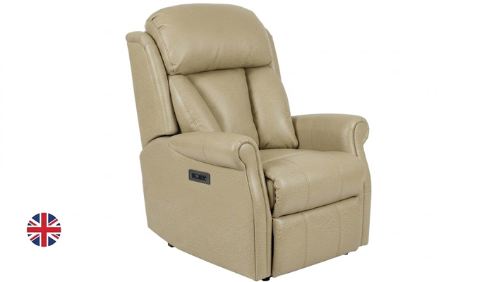  Ashfield Petite Powered Manual Recliner Chair, shown in side view, with the footrest slightly raise