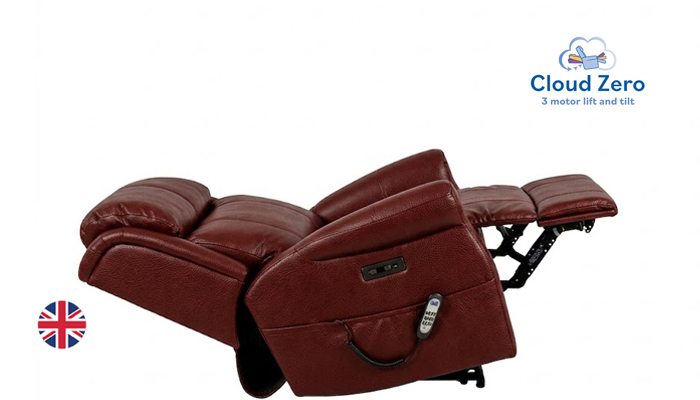 Ashfield Grande Cloud Zero Riser Recliner Chair, shown in side view, with the footrest fully elevate
