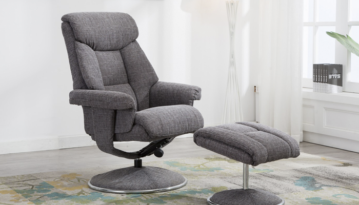 Biarritz Swivel Recliner Chair in Fabric - Lisbon Grey