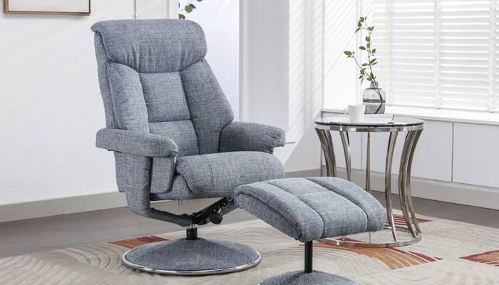 Biarritz Swivel Recliner Chair in Fabric - Lisbon Marine
