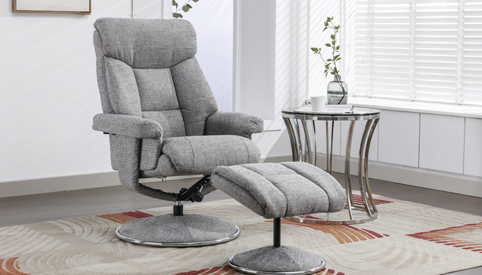 Biarritz Swivel Recliner Chair in Fabric - Lisbon Rock