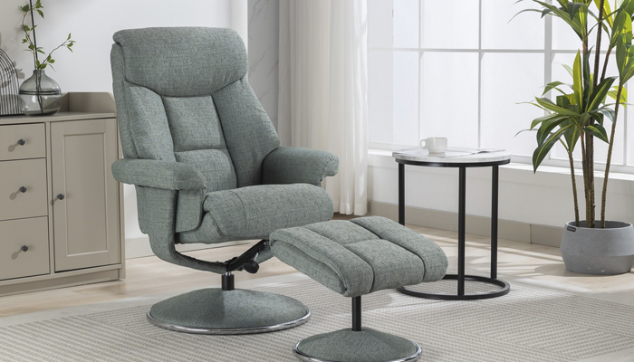 Biarritz Swivel Recliner Chair in Fabric - Lisbon Teal