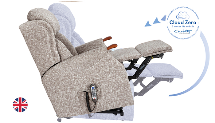Petite size Riser Recliner with Cloud Zero Recline Action,