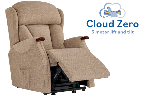 Stndard size Riser Recliner with Cloud Zero Recline Action,