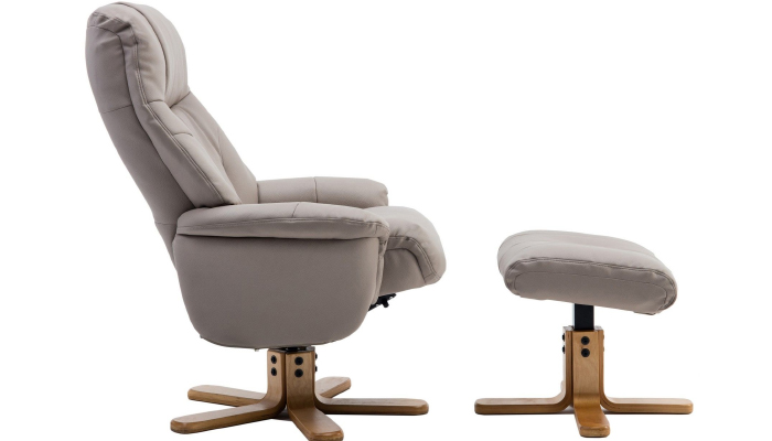 Dubai Sivel Recliner & Footstool shown in Pebble Plush