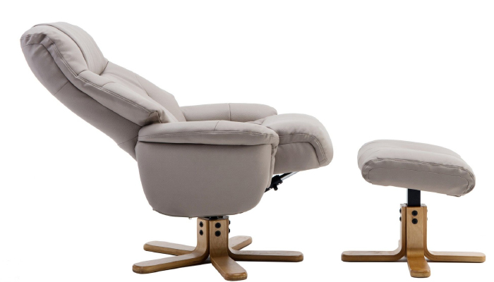 Dubai Sivel Recliner & Footstool shown in Pebble Plush