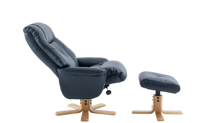 Dubai Sivel Recliner & Footstool shown in Navy Plush
