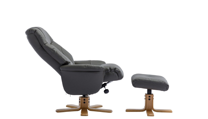 Dubai Sivel Recliner & Footstool shown in Cinder Plush