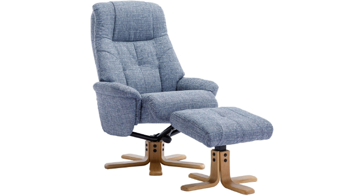 Dubai Swivel Recliner in Marine Fabric