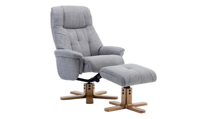 Dubai Swivel Recliner in Silver Fabric