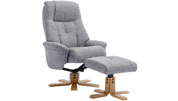 Dubai Swivel Recliner in Rock Fabric