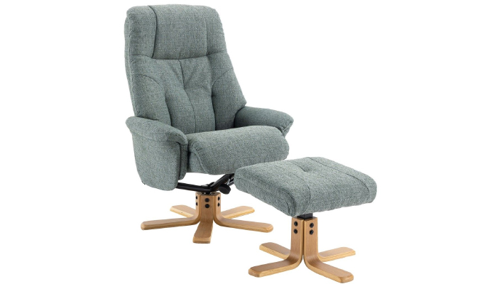 Dubai Swivel Recliner Angled Position - Teal Fabric