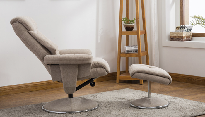 Dubai Swivel Recliner Frontal Image - Wheat Fabric