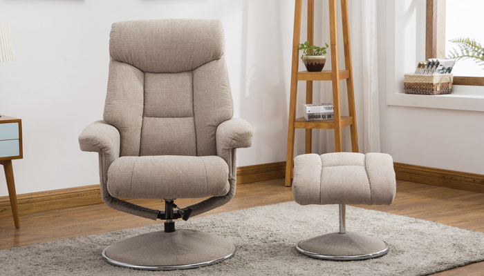 Dubai Swivel Recliner Angled Position - Wheat Fabric