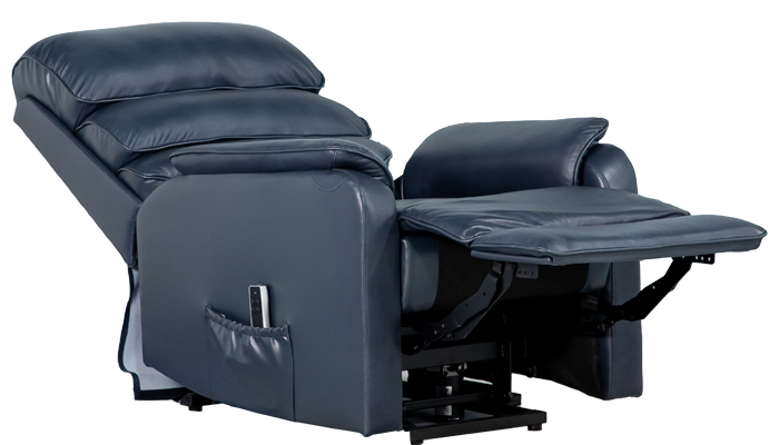 Savoy Riser Recliner Blue Fully Reclined Position