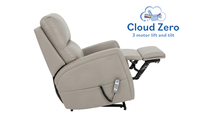 Standard Size Cloud Zero riser Recliner with Footrest Fully Elevated