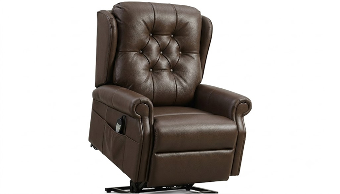 Thirsk Grande Riser Recliner in seated position with legrest slightly raised.
