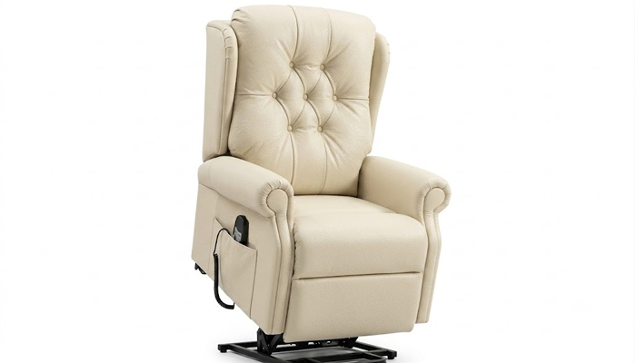 Thirsk Standard Riser Recliner in seated position with legrest slightly raised.