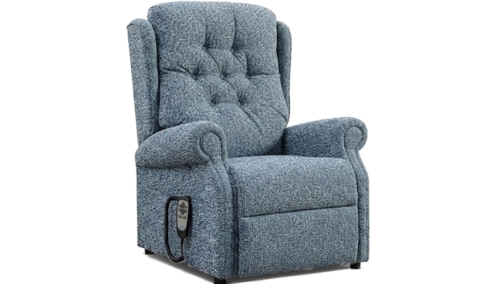 Thirsk Riser Recliner Chair in Standard size with a traditional button back. Designed for the averag